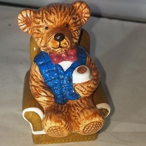 GKAO ceramic sitting teddy bear and chair salt and pepper shakers Adorable!!!